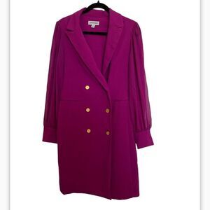 Shelby & Palmer Long Sleeve Blazer Dress Fuchsia with Gold Buttons